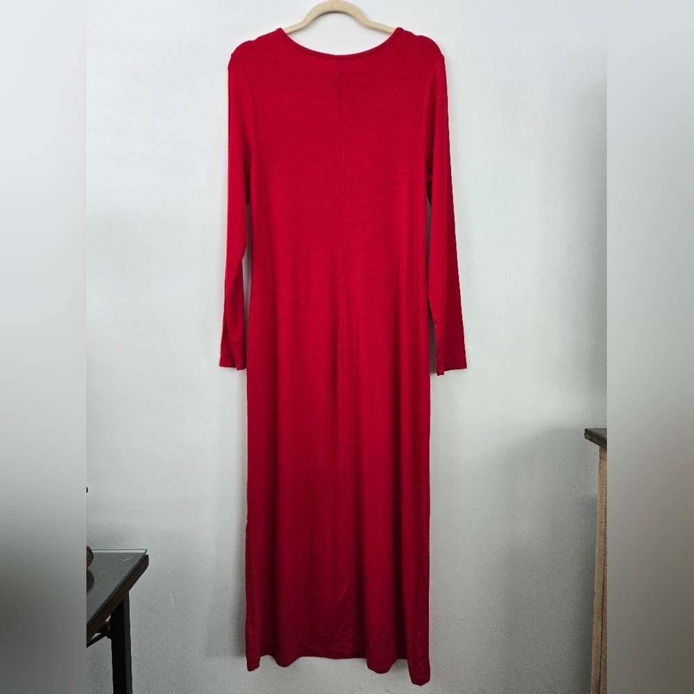 A New Day Red Super Soft Long Sleeve Ribbed Midi Dress. Size Medium. New.